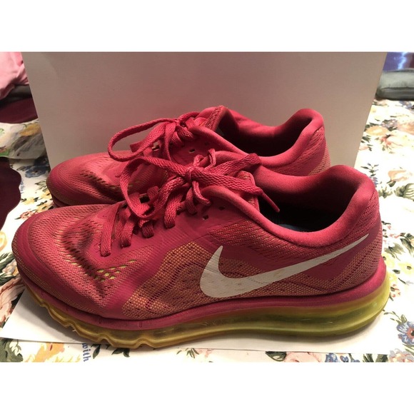 Nike Air Max Pink Yellow Running US Shoes 2014 Size 9. - With Orthotic Inserts - Picture 4 of 8